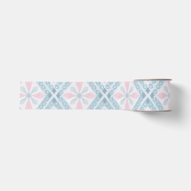 Ruban Gros-grain motif bleu en forme de diamant (Devant)