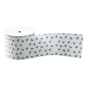 Ruban Gros-grain Motif Blue Cherry