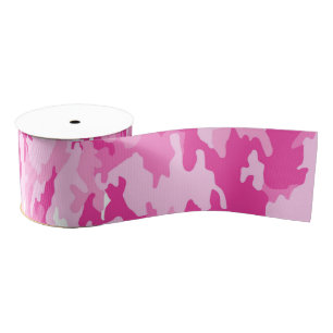 Ruban Gros-grain Motif camouflage rose – Sensibilisation au cancer