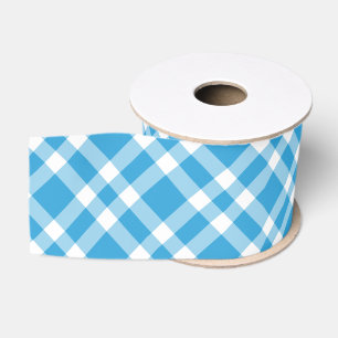 Ruban Gros-grain Motif carreaux bleu blanc