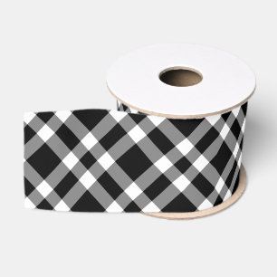 Ruban Gros-grain Motif carreaux noir blanc
