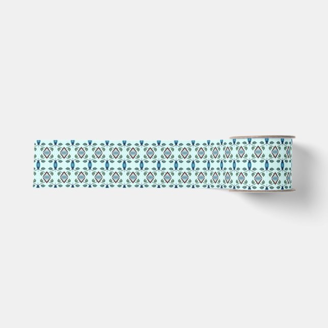 Ruban Gros-grain Motif cool Blue Diamond (Devant)