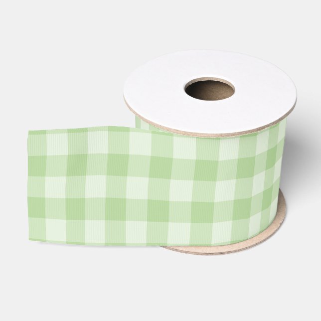 Ruban Gros-grain Motif damier vert (Bobine)