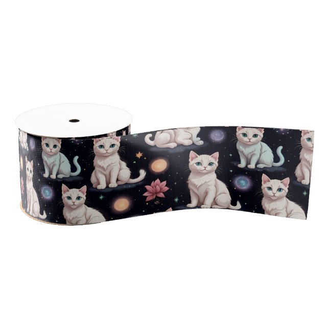 Ruban Gros-grain Motif de chats mignons (Bobine)