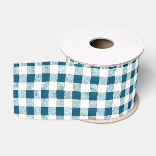 Ruban Gros-grain Motif de chèque En vichy bleu vert