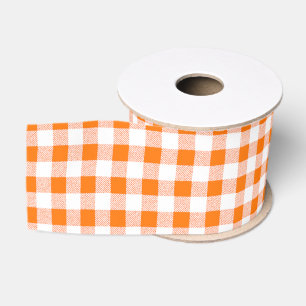 Ruban Gros-grain Motif de chèques En vichy orange