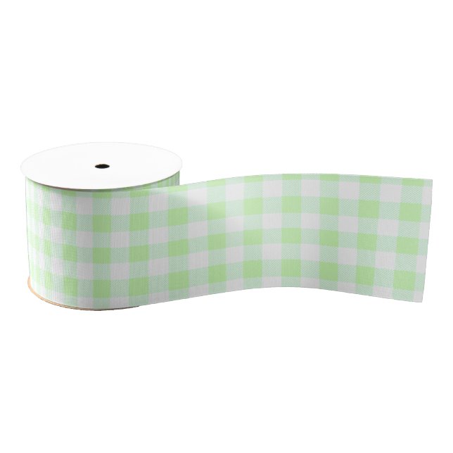 Ruban Gros-grain Motif de chèques En vichy vert clair (Bobine)