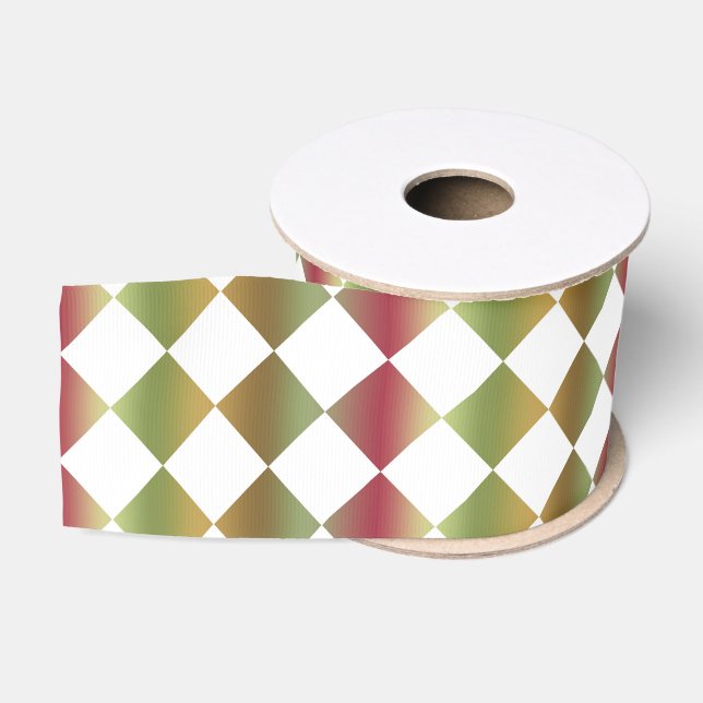 Ruban Gros-grain Motif de diamant couleur Checker (Bobine)