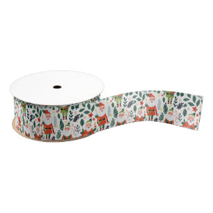 Ruban Gros-grain Motif de Festive Père Noël