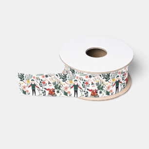 Ruban Gros-grain Motif de Festive Père Noël