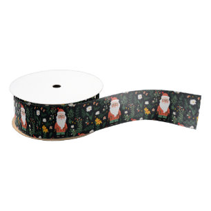 Ruban Gros-grain Motif de Festive Père Noël
