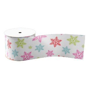 Ruban Gros-grain Motif de flocon de neige coloré – Création hiverna