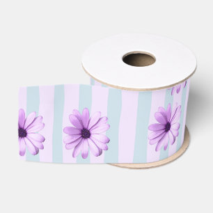 Ruban Gros-grain motif de marguerite rayée de bleu et de violet