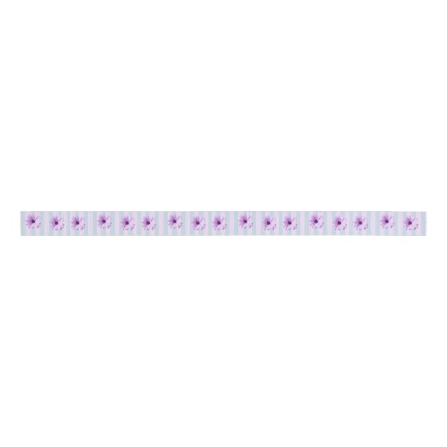 Ruban Gros-grain motif de marguerite rayée de bleu et de violet (Devant)