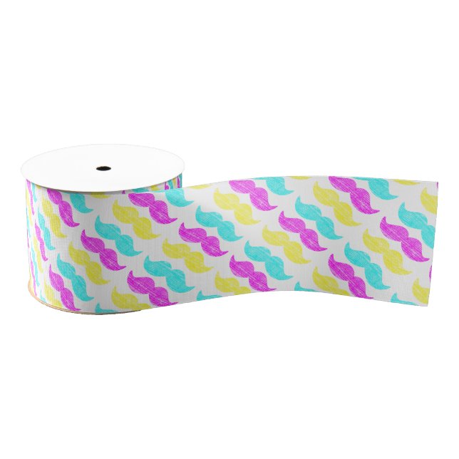 Ruban Gros-grain Motif de moustache CMY, art graphique (Bobine)