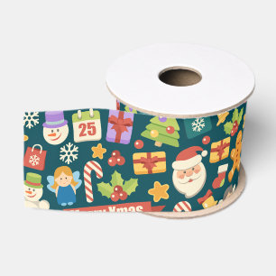 Ruban Gros-grain Motif de Noël élégant - Conception Joyeux Noël