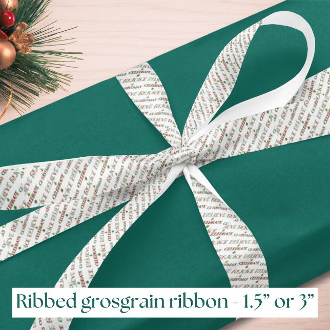 Ruban Gros-grain Motif de Noël Rouge Vert Mignon (Créateur téléchargé)