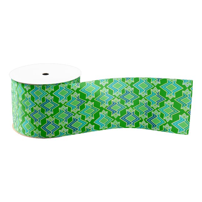 Ruban Gros-grain Motif de papier peint Art Déco, Jade Green (Bobine)