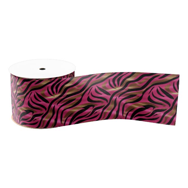 Ruban Gros-grain Motif de Poster de animal Black Pink Gold Zebra (Bobine)