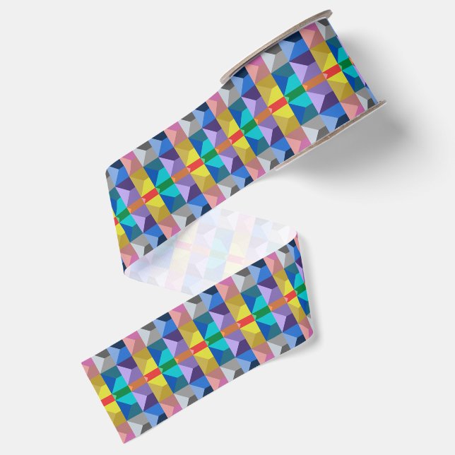 Ruban Gros-grain Motif de triangle 3D abstrait (Dos)