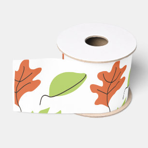 Ruban Gros-grain Motif de verdure de feuille dessinée à la main d'a