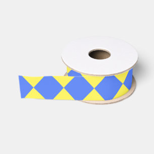 Ruban Gros-grain Motif diamant à carreaux jaune bleu