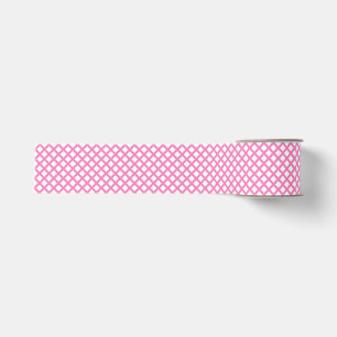 Ruban Gros-grain Motif diamant à carreaux rose blanc