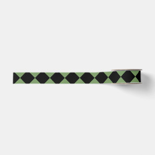 Ruban Gros-grain Motif diamant à carreaux vert noir