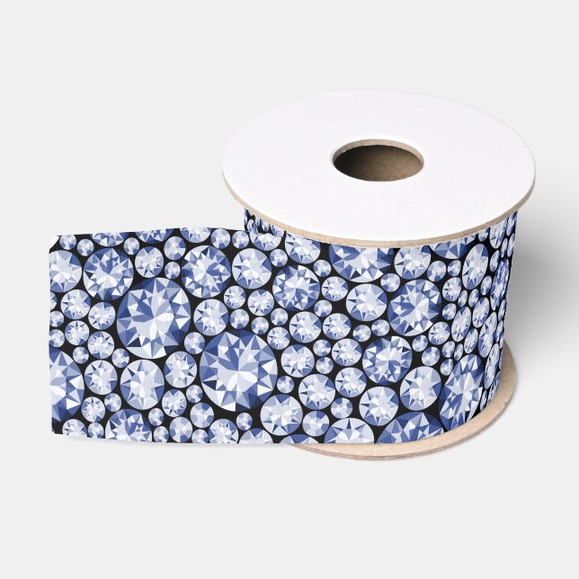 Ruban Gros-grain Motif en diamant bleu (Bobine)