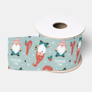 Ruban Gros-grain Motif esthétique de Noël enneigé - Conception d'hi