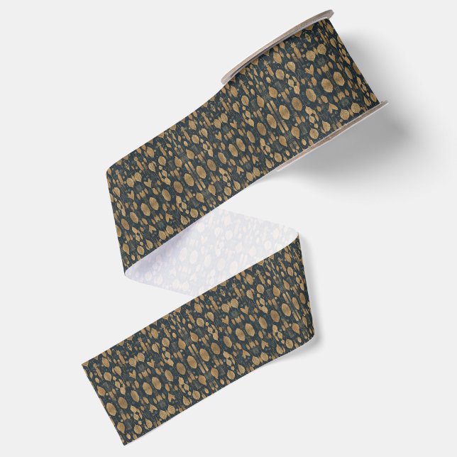Ruban Gros-grain Motif feuillu futuriste (Dos)