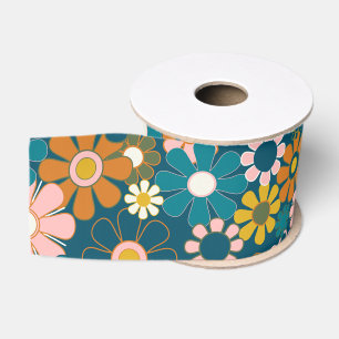 Ruban Gros-grain Motif floral rétro joli groovy