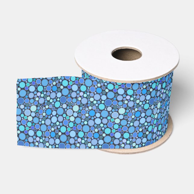 Ruban Gros-grain Motif frais de bulles de bleu (Bobine)