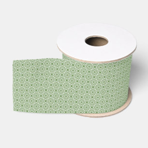 Ruban Gros-grain Motif géométrique sans couture vert sauge blanc