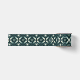 Ruban Gros-grain Motif géométrique vert rétro