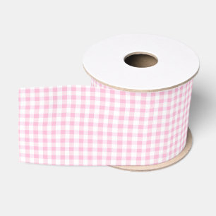 Ruban Gros-grain Motif Gingham Rose et Blanc Élégant