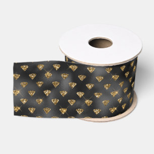 Ruban Gros-grain Motif glam noir et or