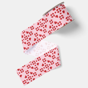 Ruban Gros-grain Motif graphique de cœurs rouges plats Anniversaire