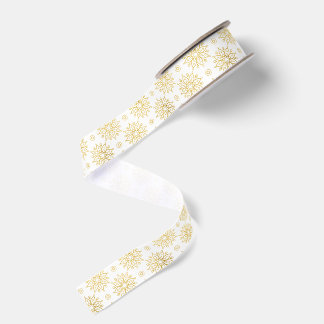 Ruban Gros-grain Motif Mandala Floral Or Luxe Élégant