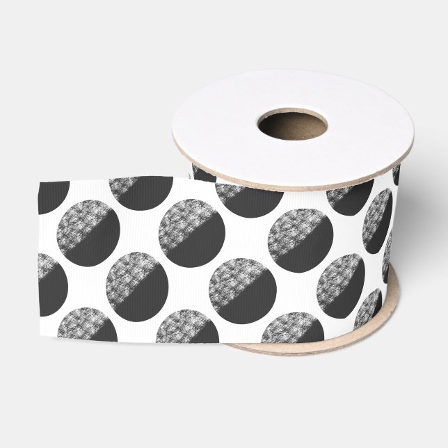 Ruban Gros-grain Motif noir et blanc Many Moons (Bobine)