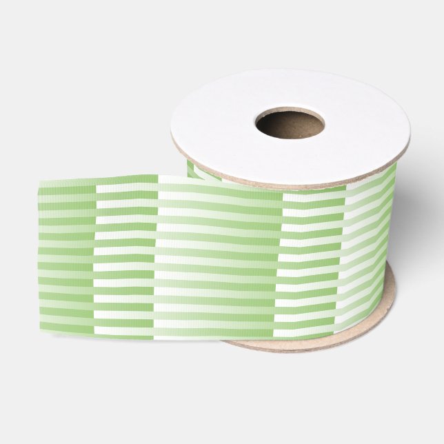 Ruban Gros-grain Motif rayé vert blanc (Bobine)