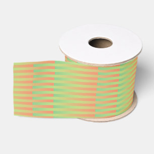 Ruban Gros-grain Motif rayé vert orange