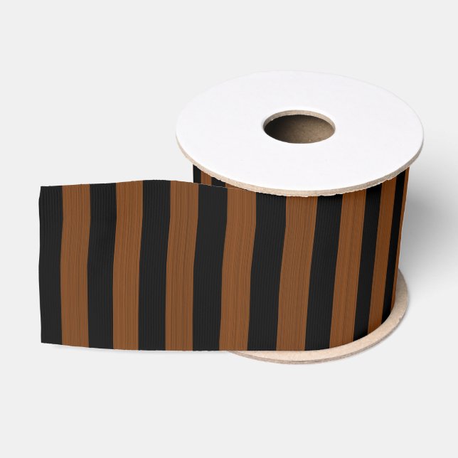 Ruban Gros-grain Motif sans couture à rayures brunes noires (Bobine)
