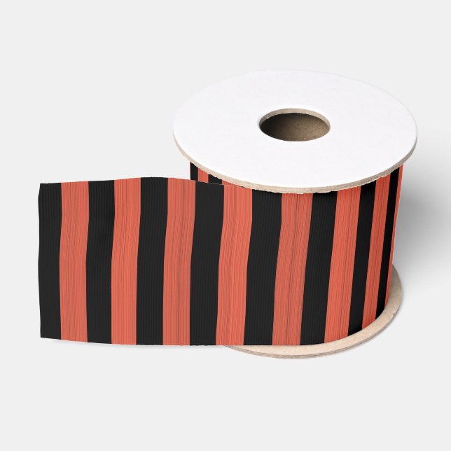 Ruban Gros-grain Motif sans couture à rayures orange et noir (Bobine)