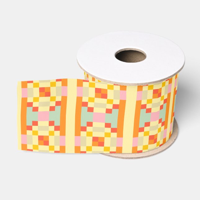 Ruban Gros-grain Motif sans couture d'art pixel géométrique moderne (Bobine)