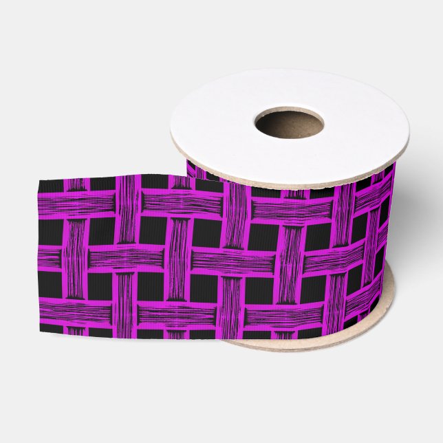 Ruban Gros-grain Motif Tissé Noir Violet (Bobine)
