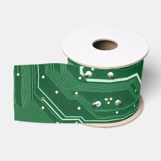Ruban Gros-grain motif vert d'ordinateur de bord de circuit