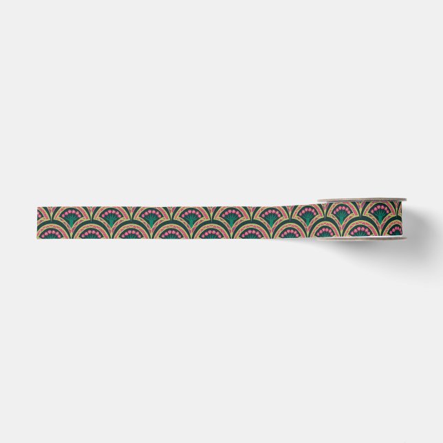 Ruban Gros-grain motif vert en forme de coquillage (Devant)