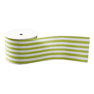 Ruban Gros-grain Motif vert et blanc de rayure
