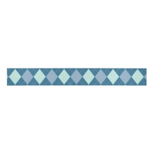 Ruban Gros-grain Motif vintage Argyle bleu